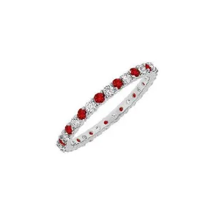 Ruby and Diamond Eternity Bangle : 14K White Gold - 10.00 CT TGW