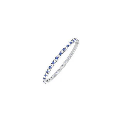 Sapphire and Diamond Eternity Bangle : 14K White Gold - 2.00 CT TGW