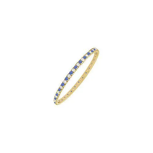 Sapphire and Diamond Eternity Bangle : 14K Yellow Gold - 2.00 CT TGW