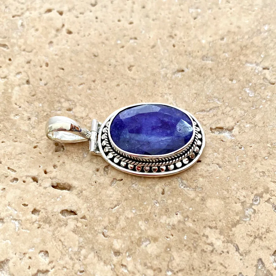 Sapphire Quartz Pendant with artisan setting- Tulsi