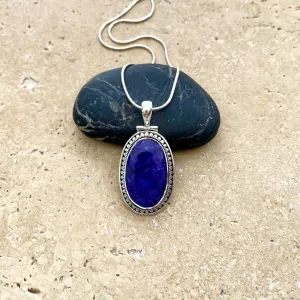 Sapphire Quartz Pendant with artisan setting- Tulsi