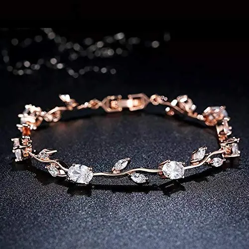 Shining Diva Fashion Stylish 18k Rose Gold Cubic Zirconia Bangle Bracelet for Women (9960b)