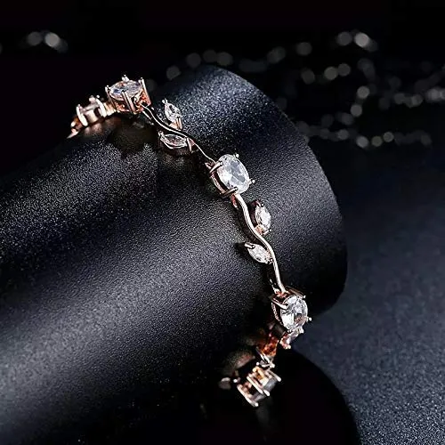 Shining Diva Fashion Stylish 18k Rose Gold Cubic Zirconia Bangle Bracelet for Women (9960b)