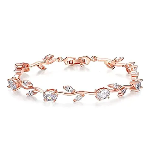 Shining Diva Fashion Stylish 18k Rose Gold Cubic Zirconia Bangle Bracelet for Women (9960b)