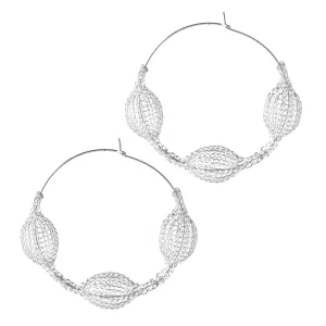 Silver Giant Three Pods Hoop Earrings Unique Fashion