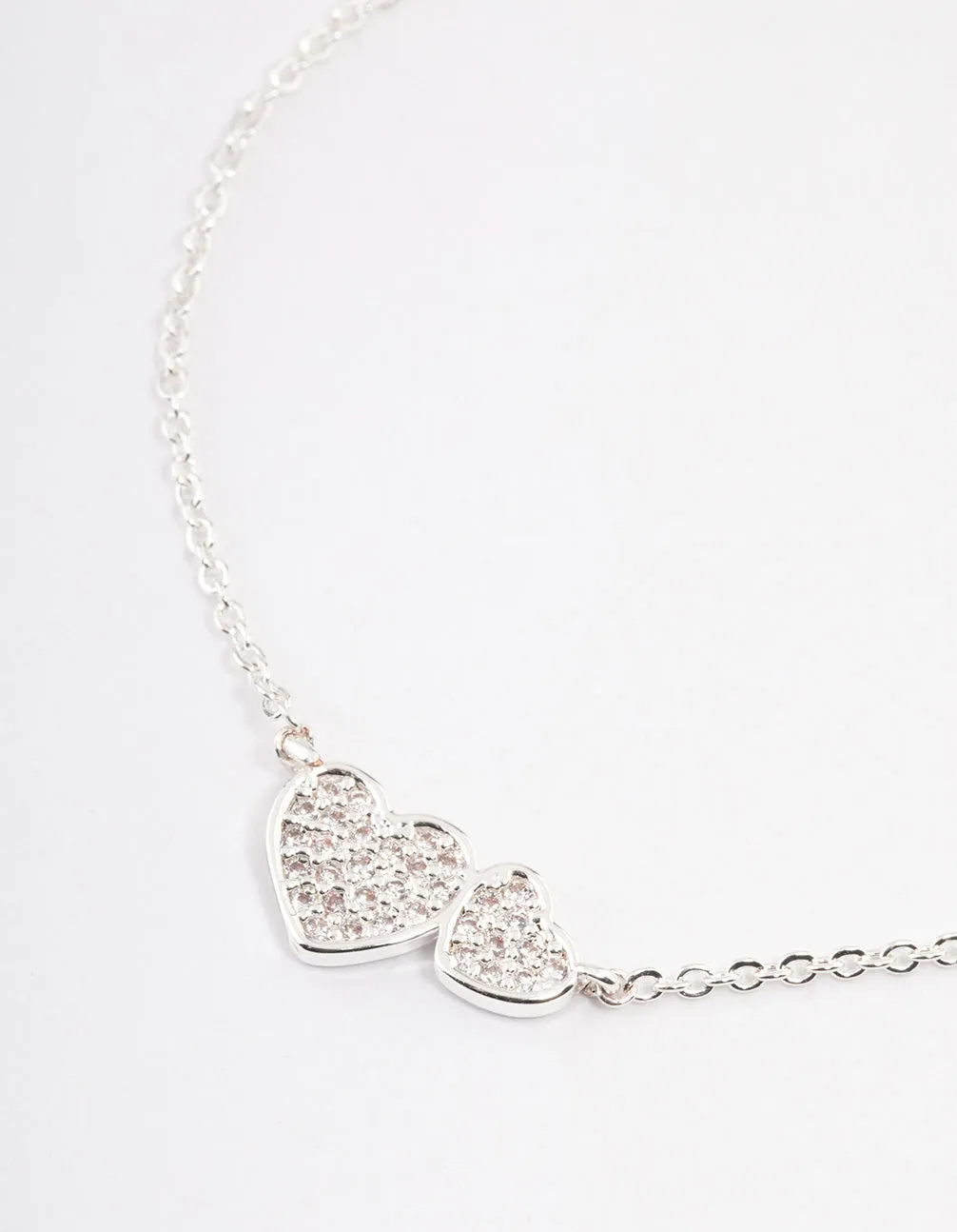 Silver Plated Double Hearts Toggle Bracelet