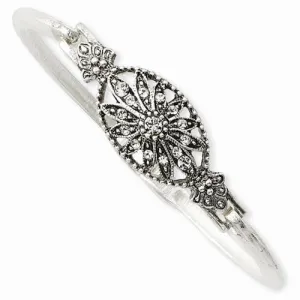 Silver-tone Crystal Hinged 7.25 Bangle