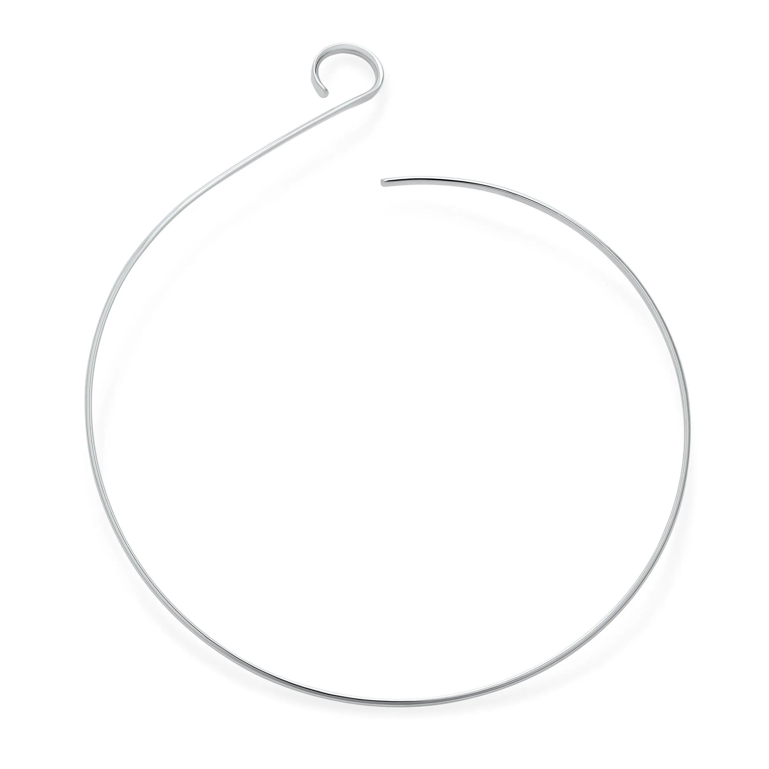 Simple Fine Modern Choker Necklace with V Swirl Ball Shape Geometric Collar Silver