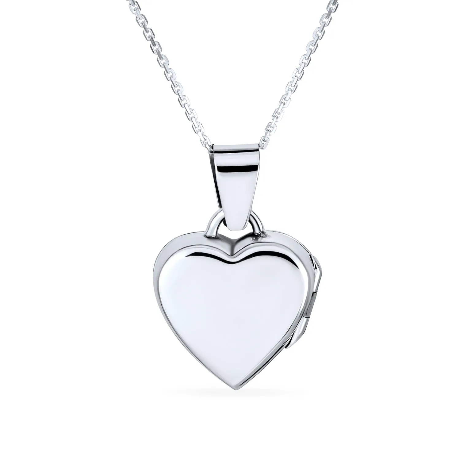 Small Vintage CZ Floral Heart Photo Locket Necklace for Teens Sterling Silver Pendant