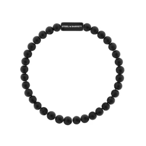 Stainless Steel & Matte Black Onyx Beaded Bracelet - "Natural Ned"