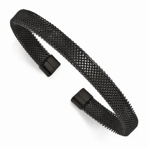 Stainless Steel Black Ip Plated Mesh Cuff Bracelet