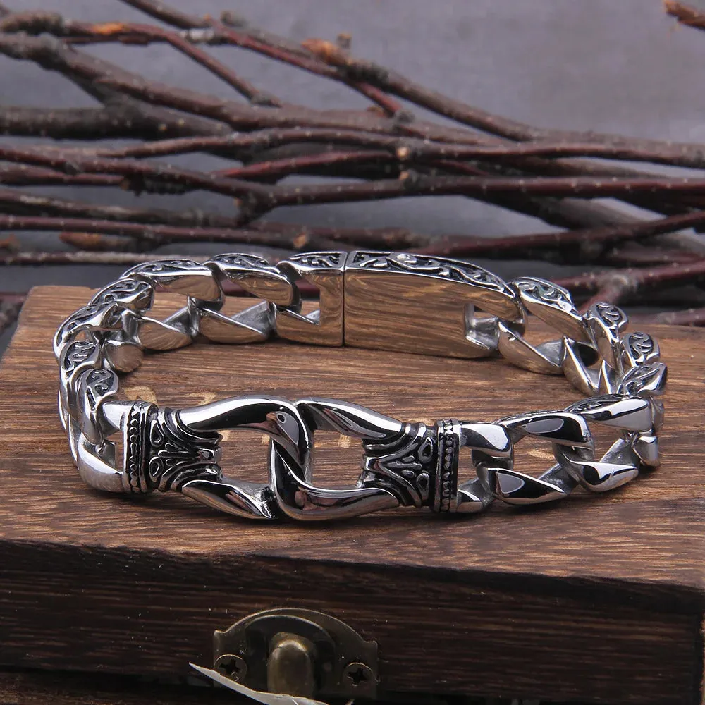 Stainless Steel Bracelet Curb Cuban Chain Silver Color Viking Bracelet