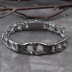 Stainless Steel Bracelet Curb Cuban Chain Silver Color Viking Bracelet