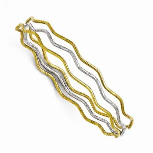 Stainless Steel Textured Wavy Yellow Ip-Plated -Piece Bangle Set, 8 inches, Fine Bracelets For Women