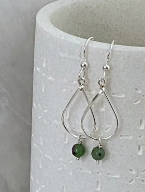 Sterling silver and ruby zoisite teardrop earrings