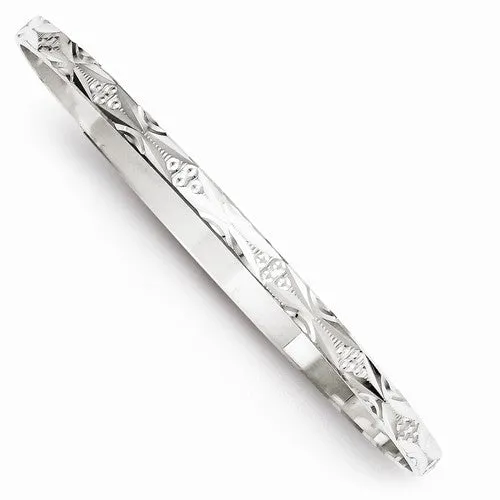 Sterling Silver Diamond-Cut Round Slip-On Bangle Bracelet