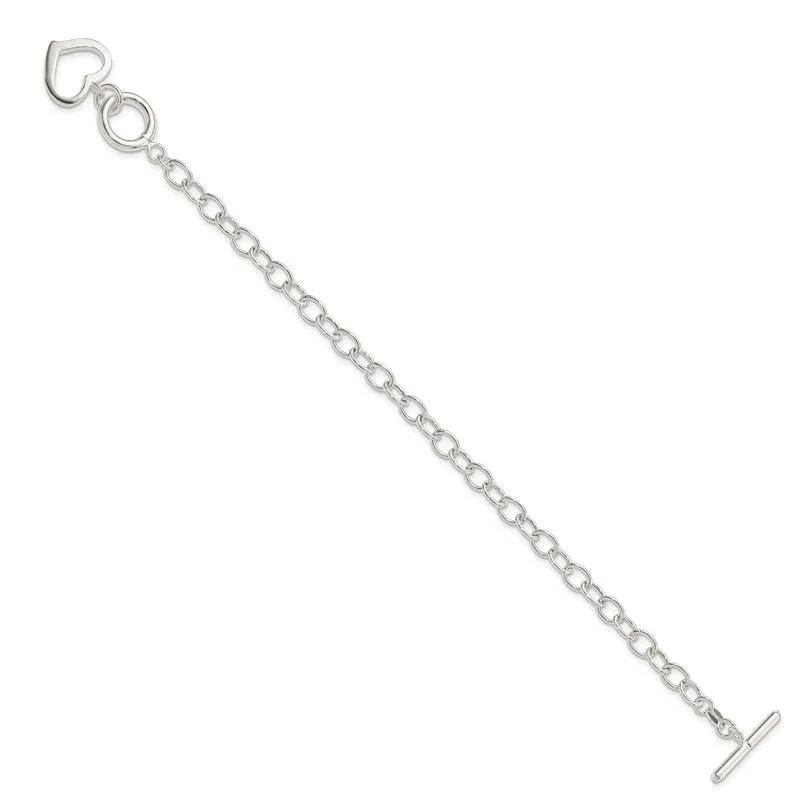 Sterling Silver Open Link Heart Bracelet