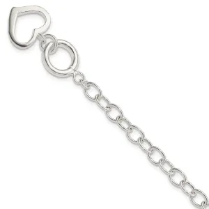 Sterling Silver Open Link Heart Bracelet