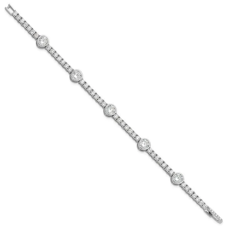 Sterling Silver Rhodium-plated CZ 7 inch Tennis Bracelet