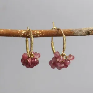 Strawberry Quartz Bouquet Hoop Earrings