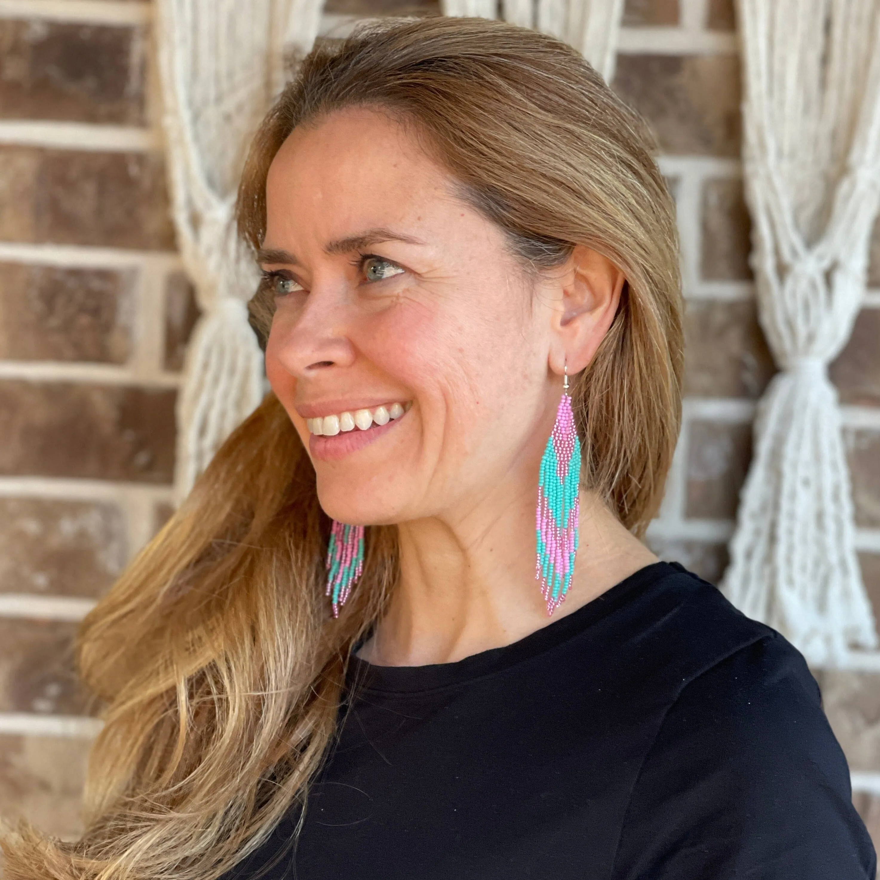 Summer Solstice Beaded Boho Earrings | Native Embera Statement Earrings