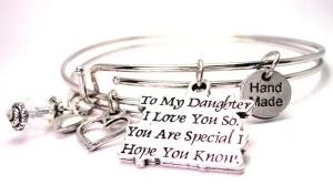 To My Daughter I Love You So You Are Special I Hope You Know Expandable Bangle Bracelet Set