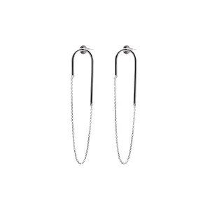 Unique and Dynamic Design Rhodium Plated Silver Earrings