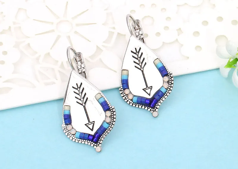 Unique Carving Arrow Shaped  Drop Earring