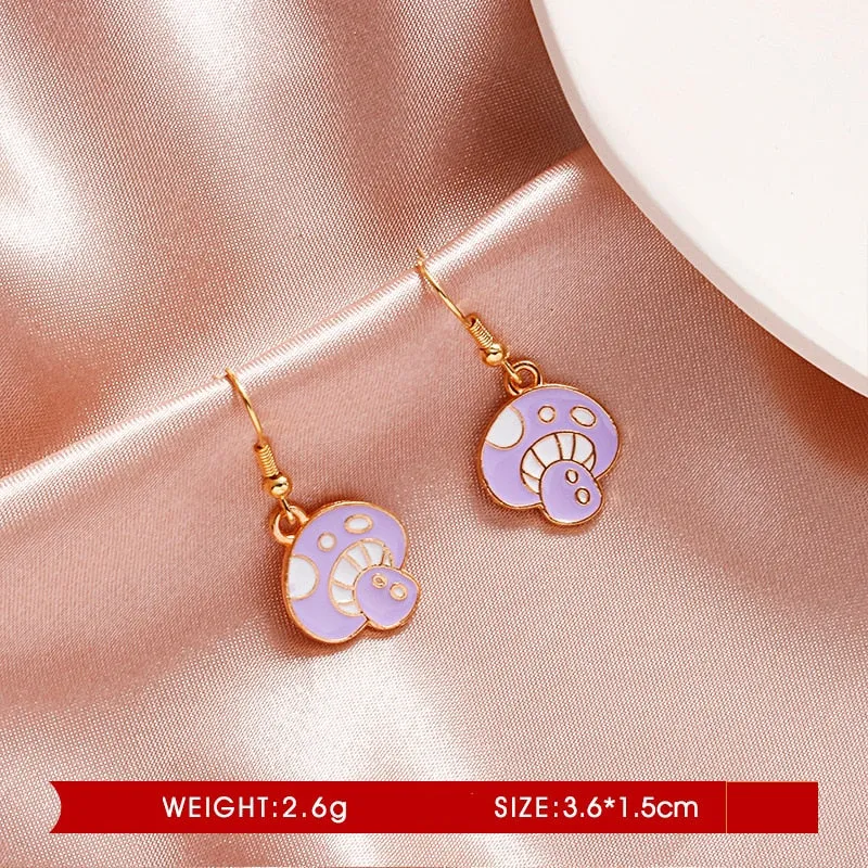 Unique Colorful Mushroom Earrings