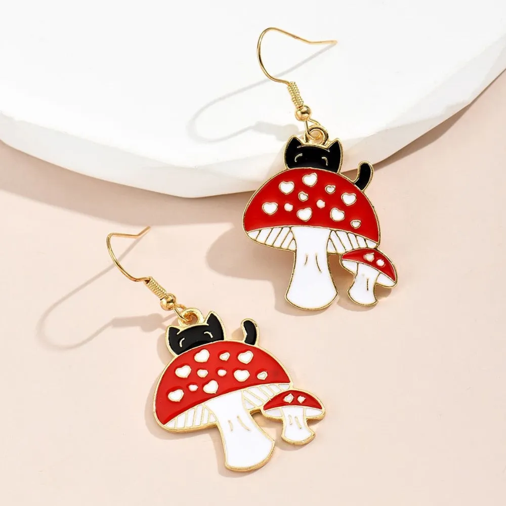 Unique Colorful Mushroom Earrings