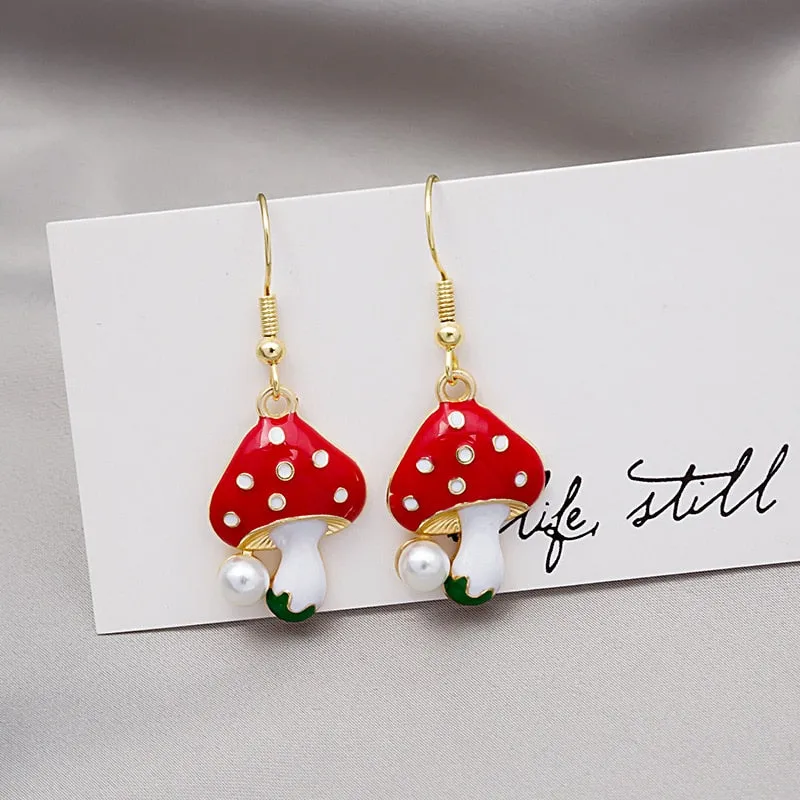 Unique Colorful Mushroom Earrings