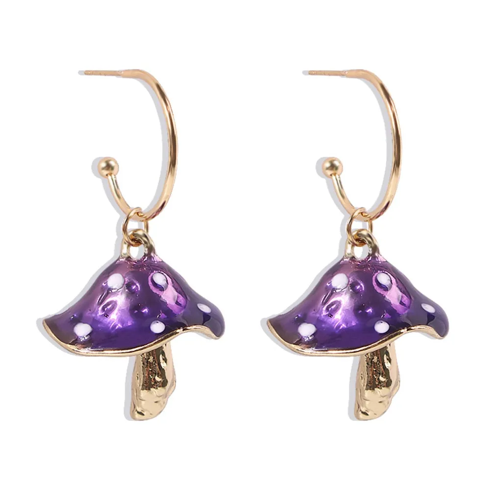 Unique Colorful Mushroom Earrings