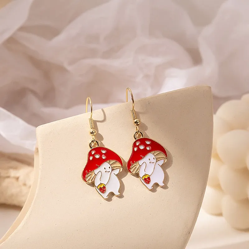 Unique Colorful Mushroom Earrings