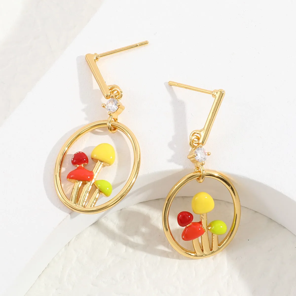 Unique Colorful Mushroom Earrings