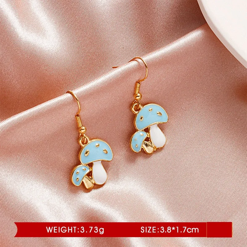 Unique Colorful Mushroom Earrings