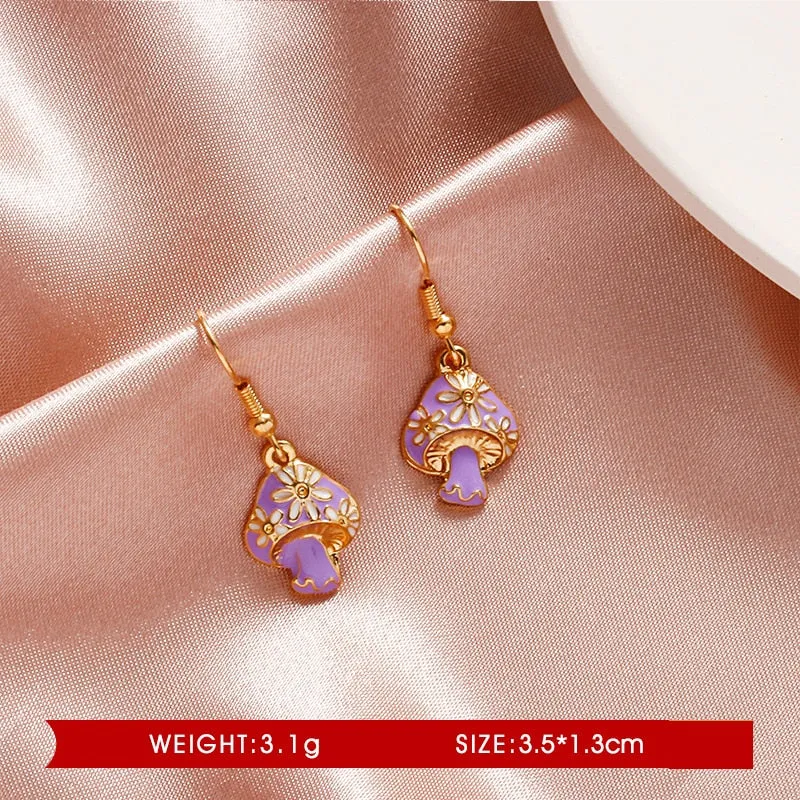 Unique Colorful Mushroom Earrings