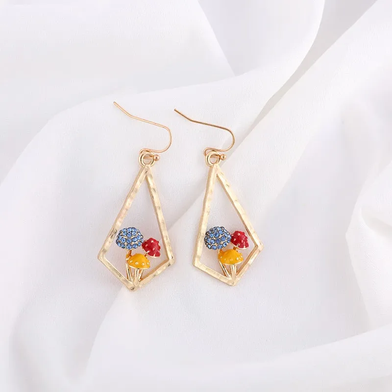 Unique Colorful Mushroom Earrings