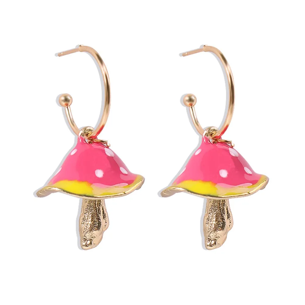 Unique Colorful Mushroom Earrings