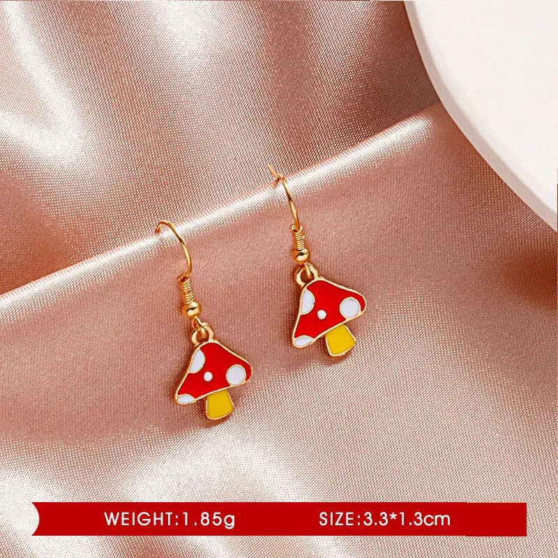 Unique Colorful Mushroom Earrings