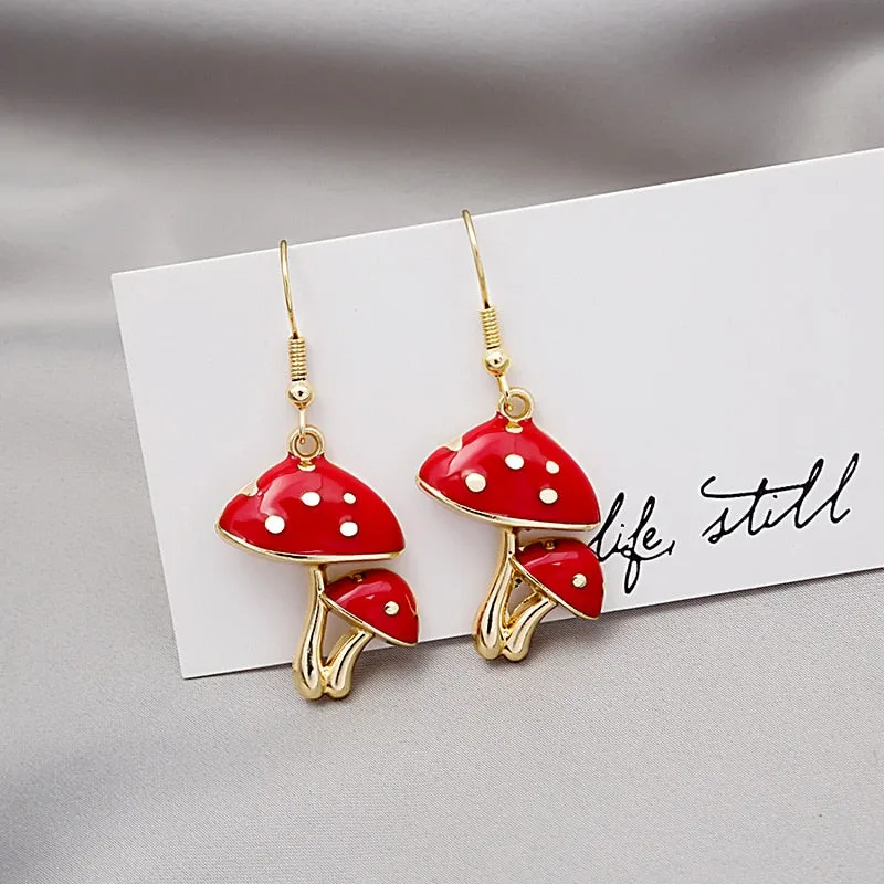 Unique Colorful Mushroom Earrings