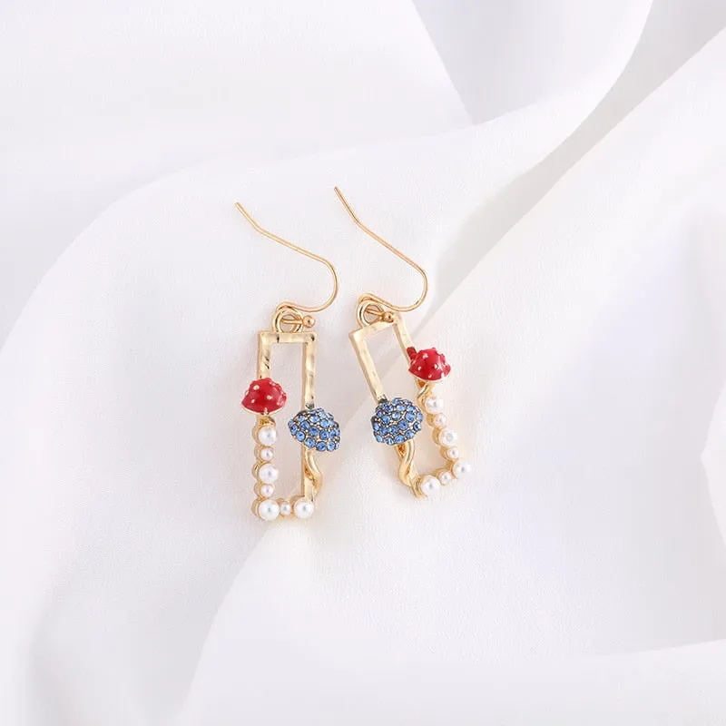 Unique Colorful Mushroom Earrings