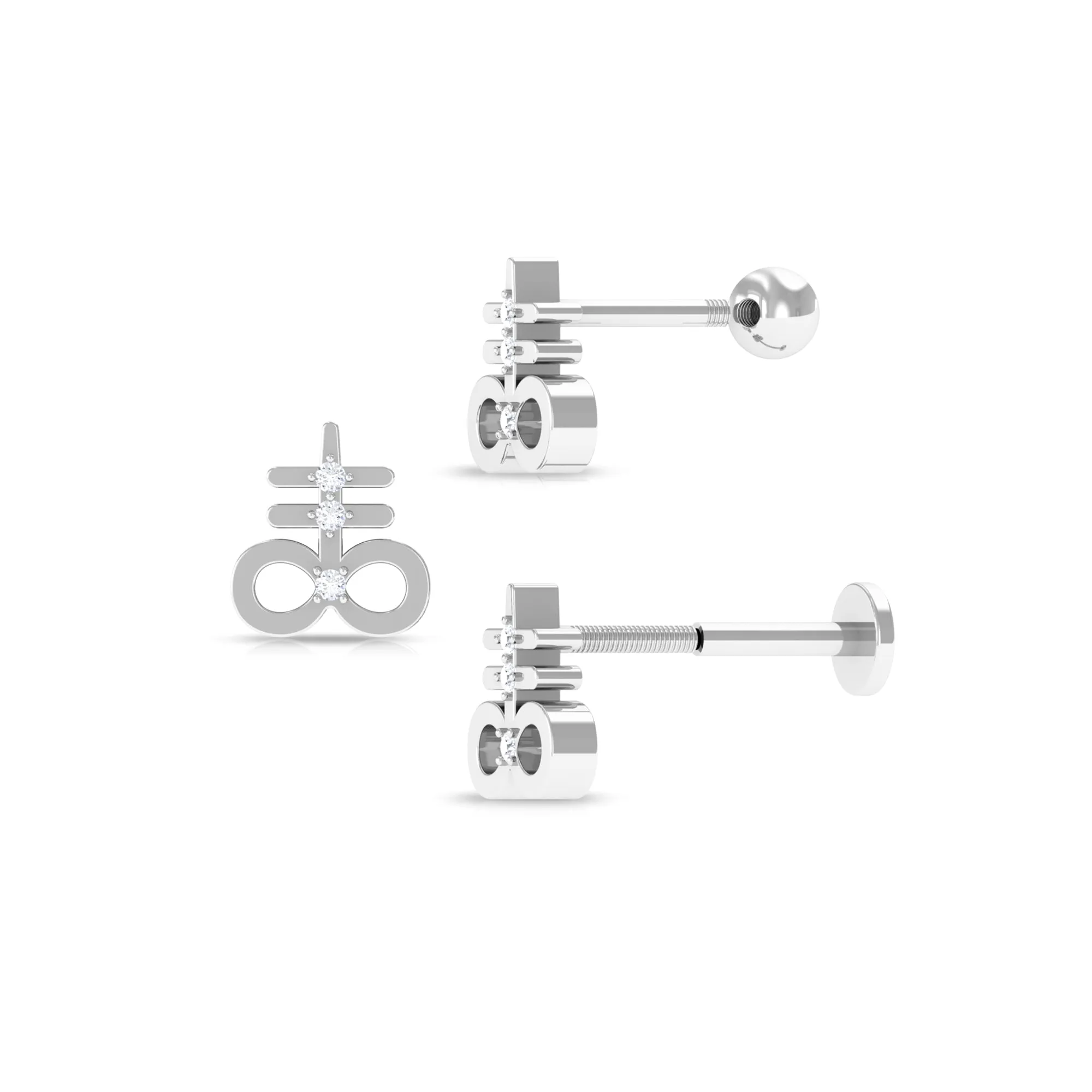 Unique Diamond Key Earring for Cartilage Piercing