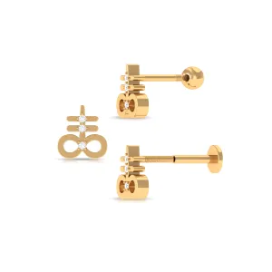 Unique Diamond Key Earring for Cartilage Piercing