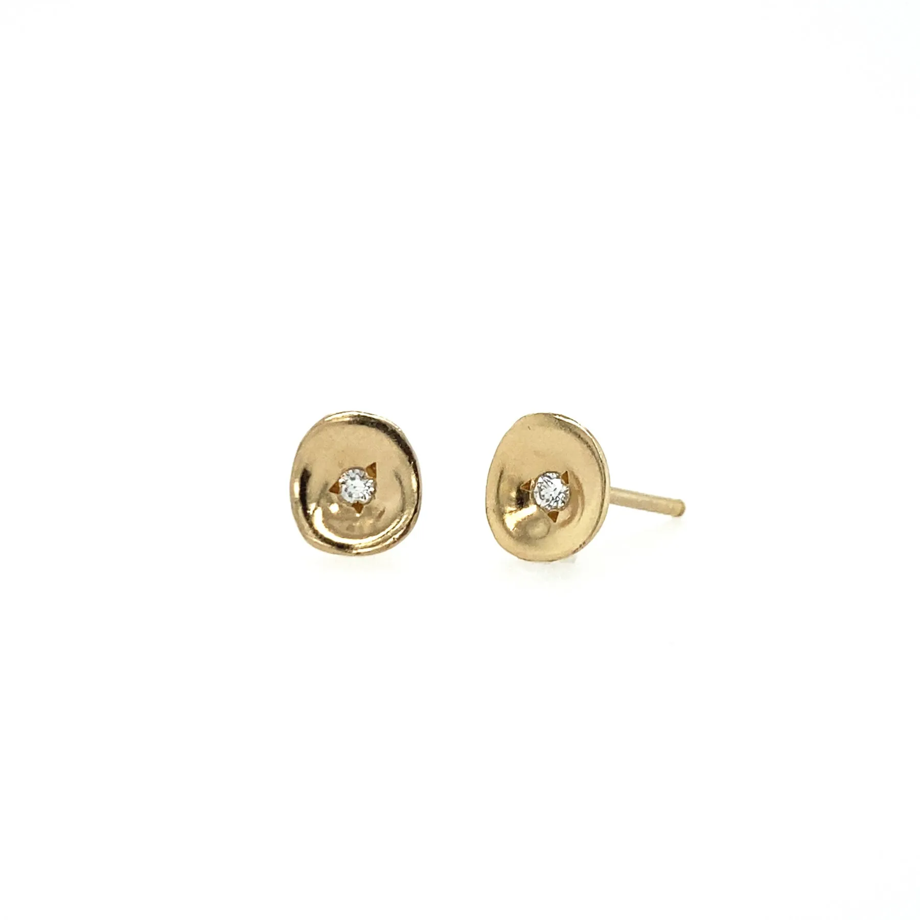 Unique Diamond Stud Earrings - Gold