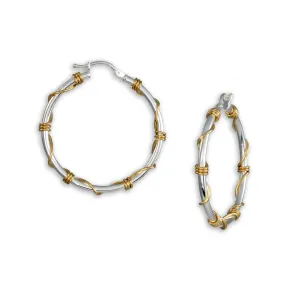 Unique Hoop Earrings - Silver and Gold Wrapped