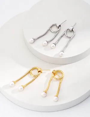 Unique Style Two Pearls Earrings