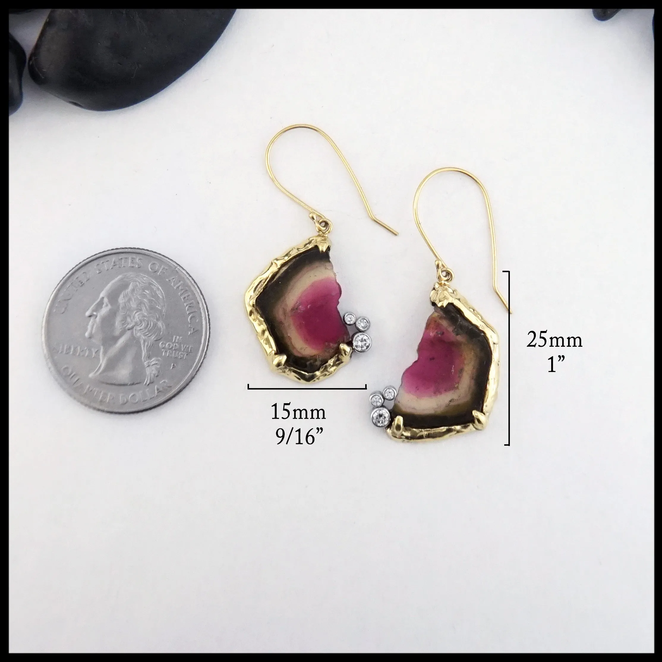 Unique Watermelon Tourmaline Drop Earrings