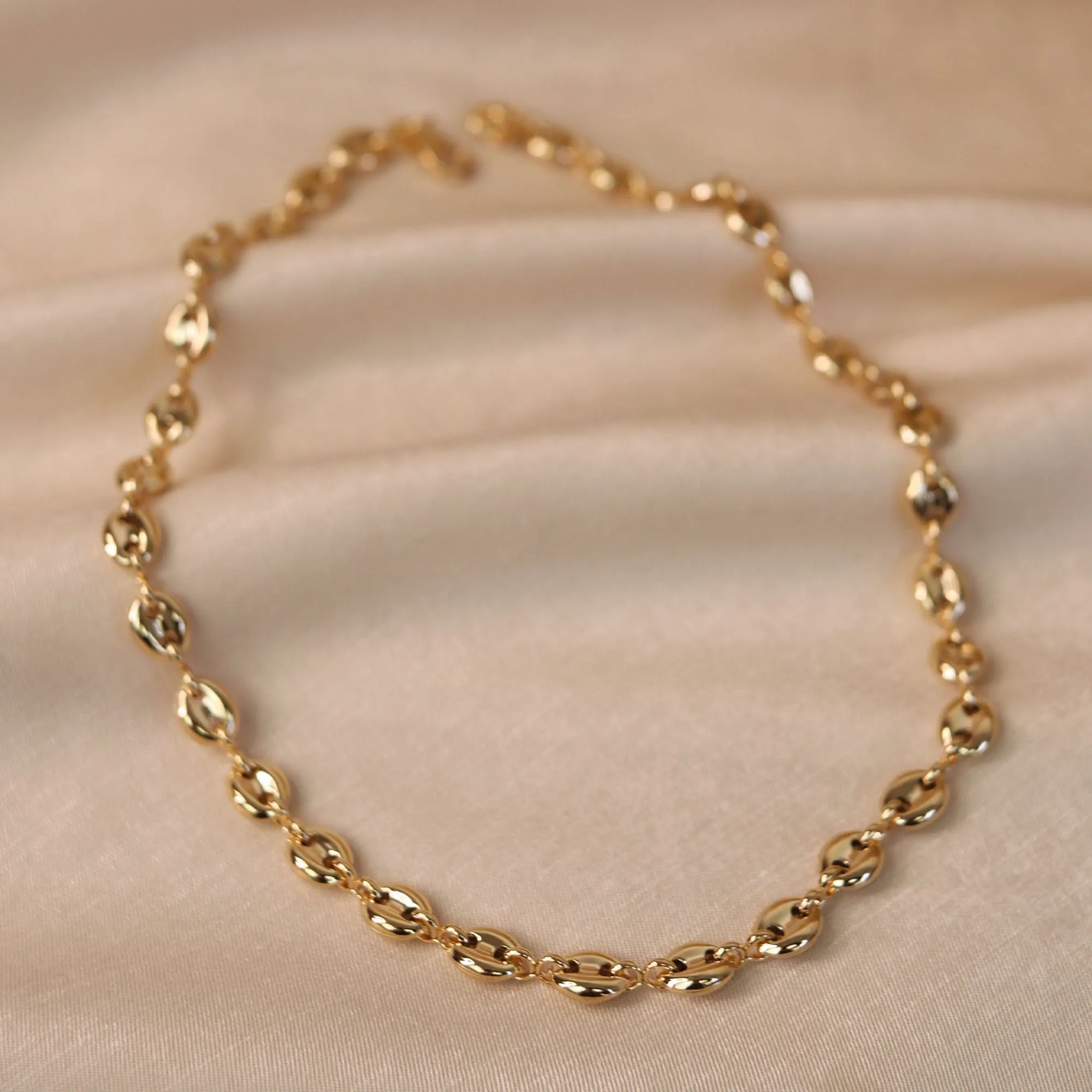 Unisex 14K Gold Plated Sterling Silver Anchor Chain Necklace 6MM