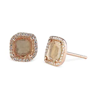 VICTORIA SLICED DIAMOND EARRINGS WITH PAVÉ SURROUNDING