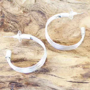 Wire Loop Metal Earrings - Silver Colour